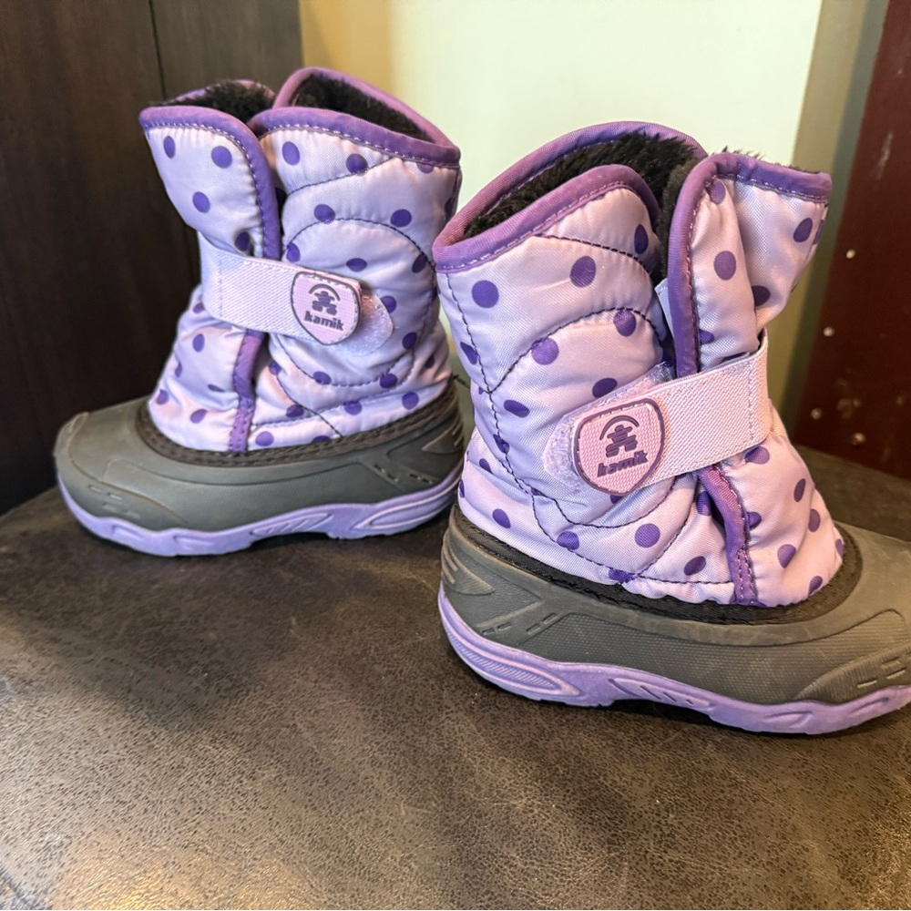 Kamik Lavender Polka Dot Kids Boots